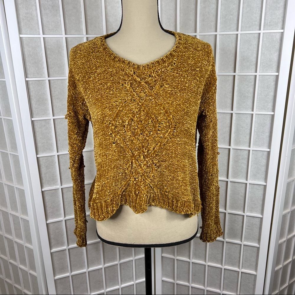 LOVE ON A HANGER Mustard Yellow Popcorn Knit Sweater | Size Small - Picture 2 of 11